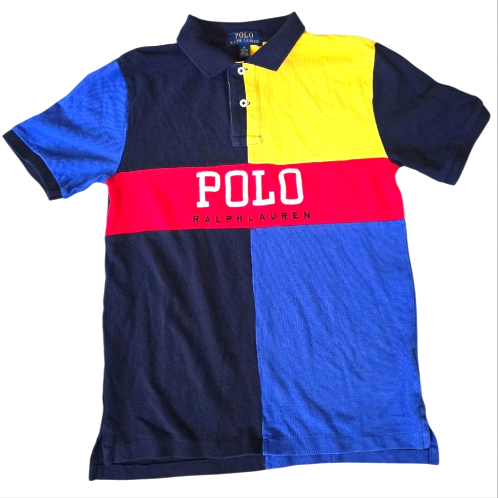 Boys Polo Ralph Lauren Color Block Polo Shirt Medium 10/12 School Classic Dressy